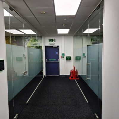 Acoustic Single Glazed Partitions with Glass Manifestation Coventry