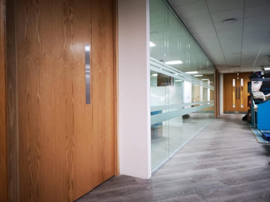 Double Glass Office Partitions with Solid Doors