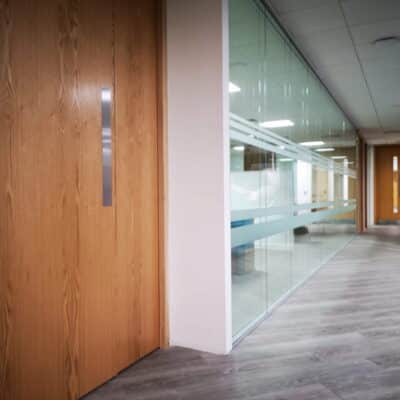 Double Glass Office Partitions with Solid Doors