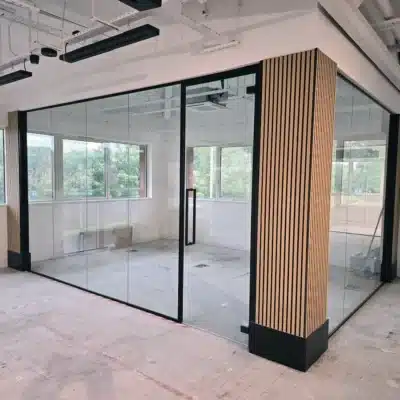 Corner Glazed Office with Framed Glass Door