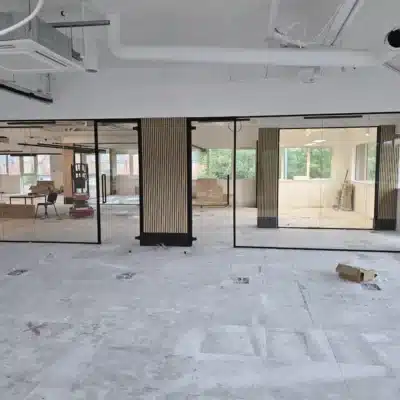 Large front glass elevation creating new offices