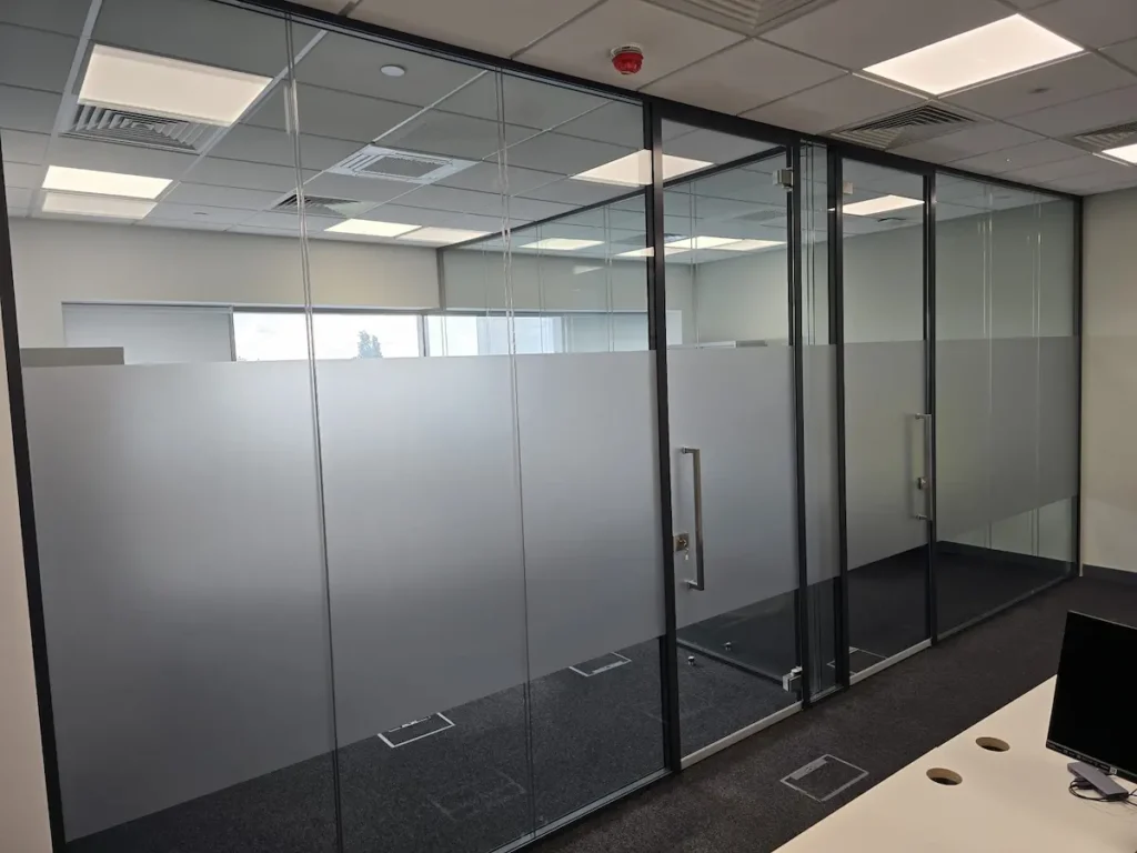 Bespoke Double Glass Partitioning reducing the noise.