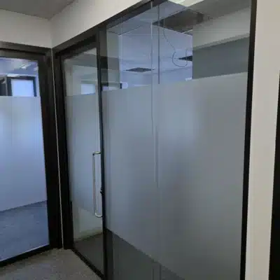 soundproof 98mm black framed double glass partitions in Bath.