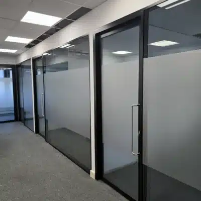 Front elavation to soundproof glass offices.