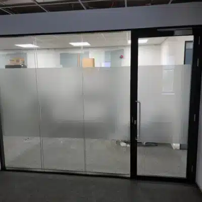 98mm black framed double glass partitions in Bath.