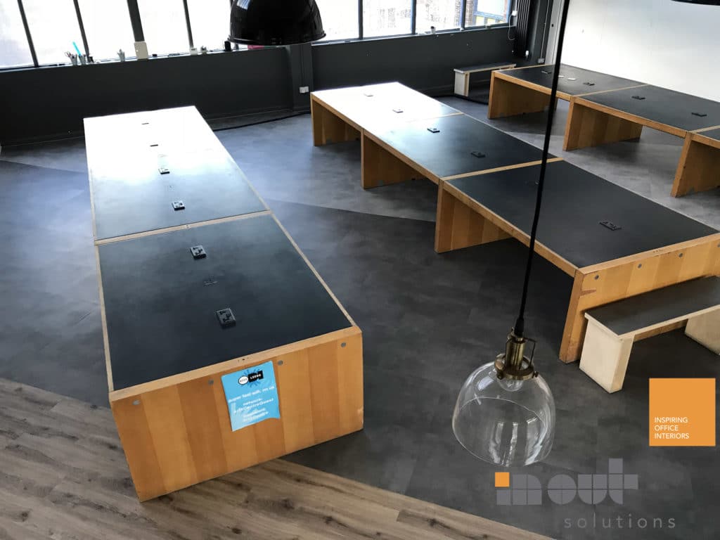 Refurbished library space with study pods and lighting in Yorkshire