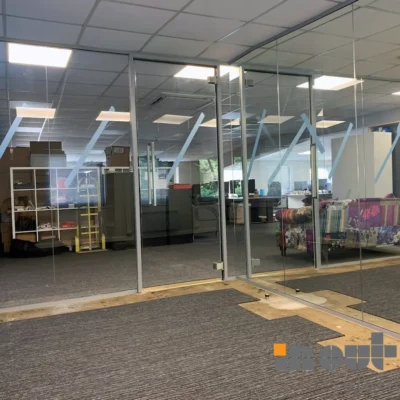 Glass Partition with Framed Glass Doors