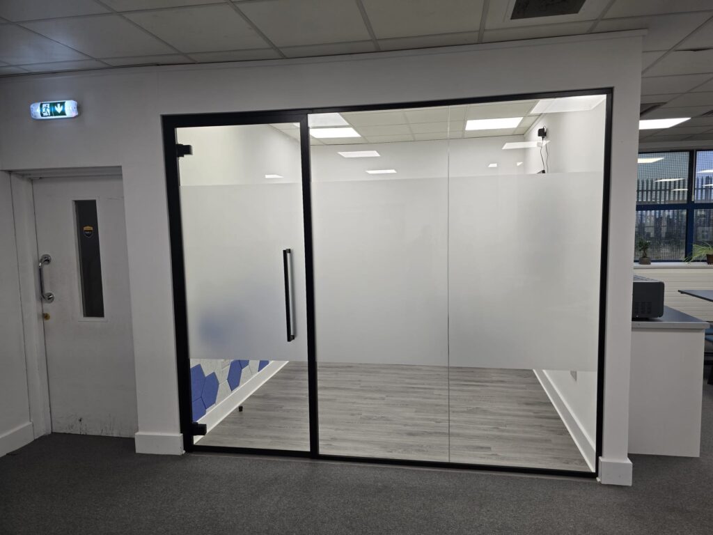 Black Framed Glass Wall with Glass Door