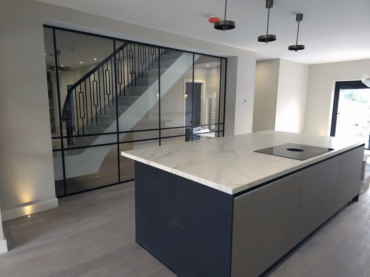 Aluminium Black Framed Glass Wall