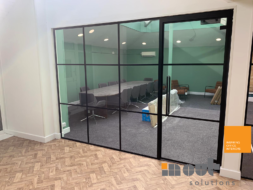 Banded Glass Partitions Industrial Glass Partitions Framed Glass Partitioning