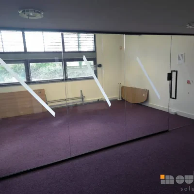 Frameless Glass Partition with Matching Glass Door