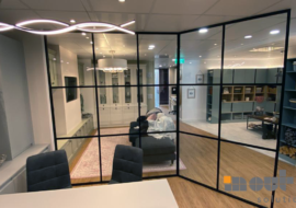 Glass Partition Walls Exeter, Banded Glass Wall Exeter, Glass Room Divider