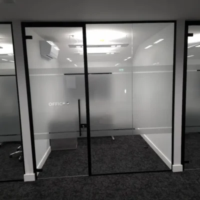 Black Framed Acoustic Glass Office Wall