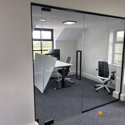 Frameless Single Glazed Office Walls with Doors