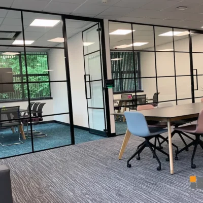 Black Framed Industrial Glass Partitions