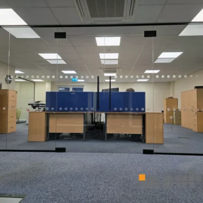 Black Framed Glass Office Walls with Double Doors