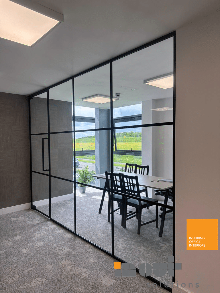 Black Grid Glass Office Partitions Manchester