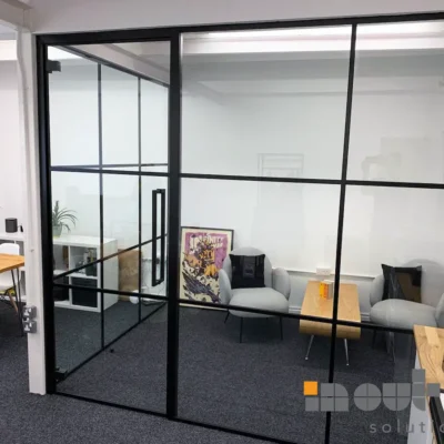 Office Partition Wall with Framed Glass Door