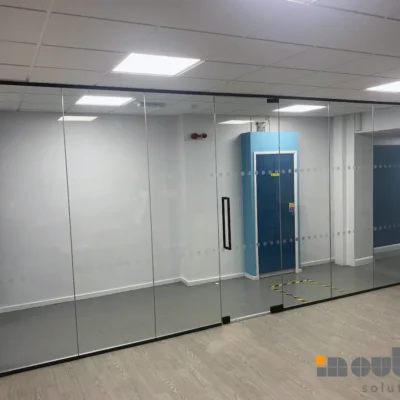 Frameless Glass Partition with Matching Glass Door