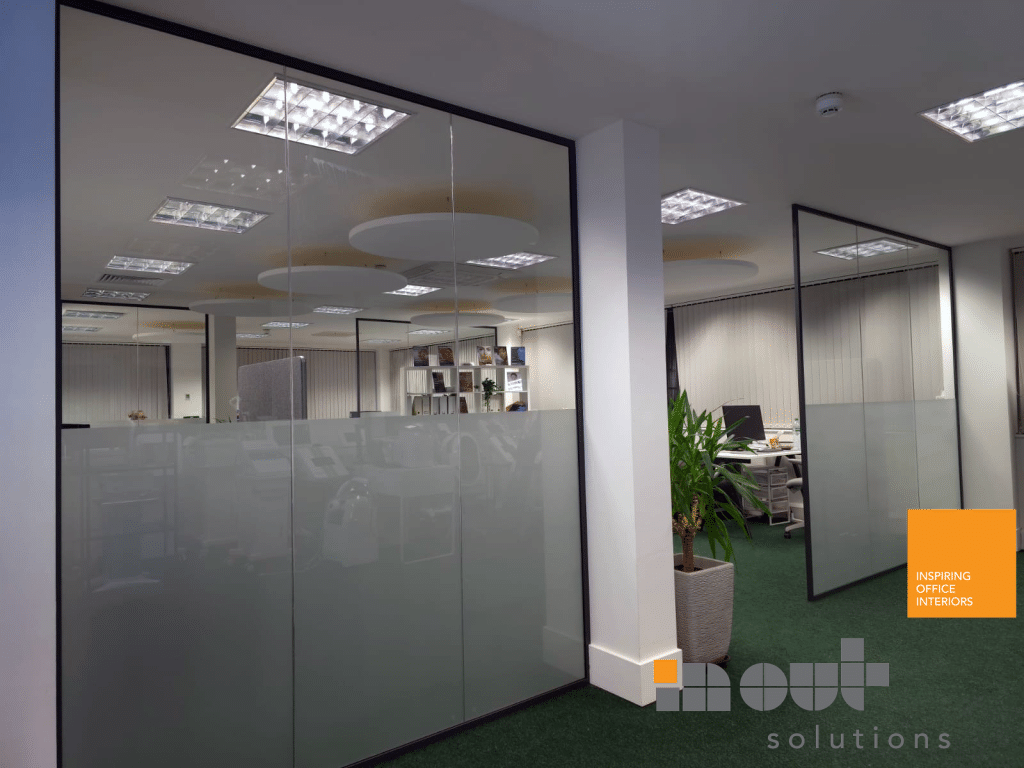 Internal Black Framed Glass Divider London – In Out Solutions has been selected to supply and install several glass panels for London based client.