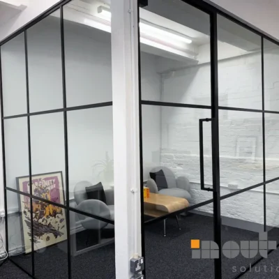 Industrial Banded Glass Partition Wall