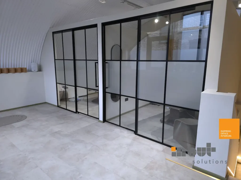Black Framed Glass Sliding Doors with Side Panels