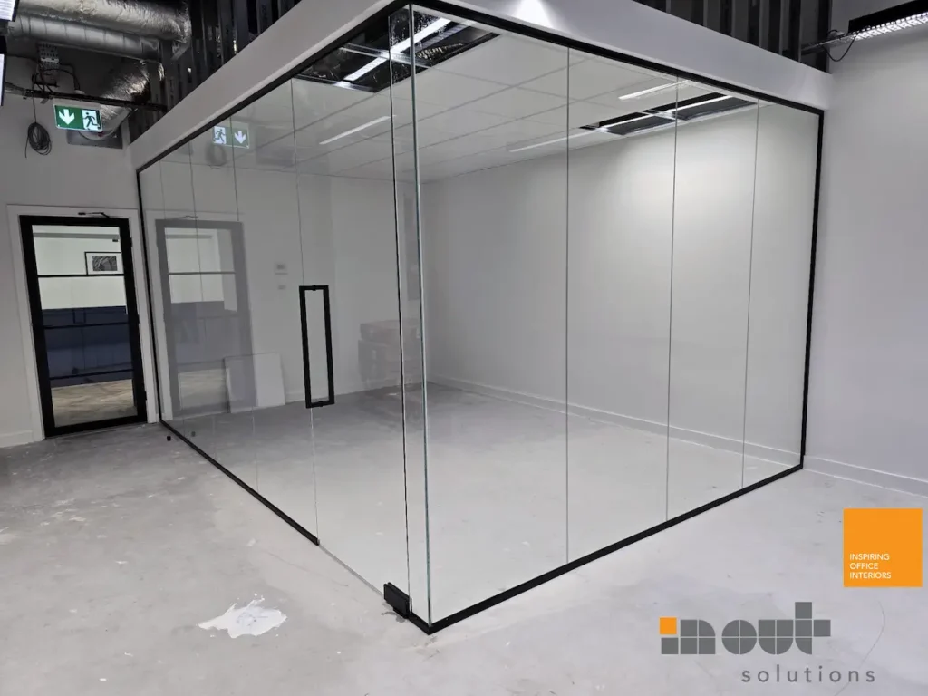 Black Framed Glass Partition Corner Room
