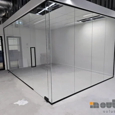 Black Framed Glass Partition Corner Room