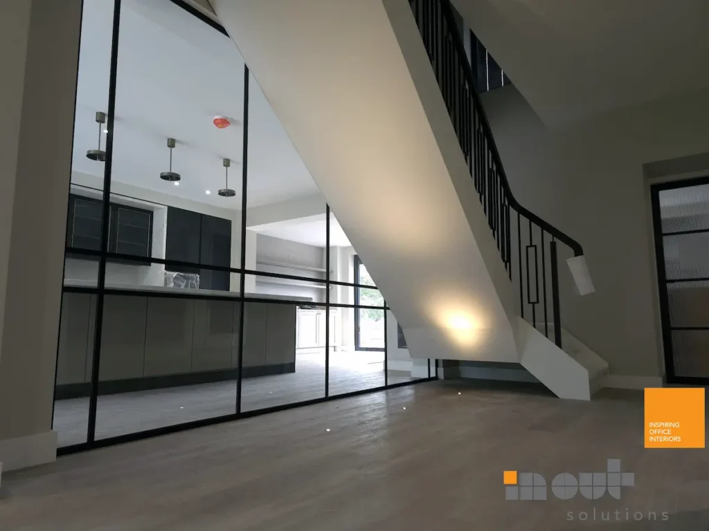 Slimline Black Framed Glass Wall