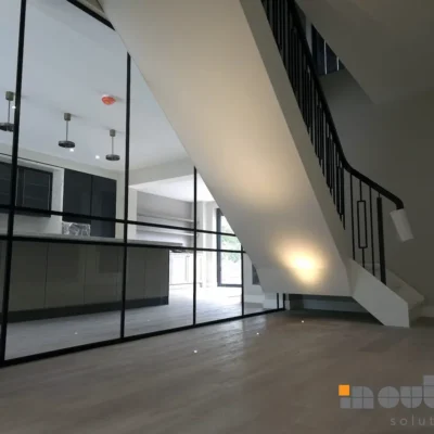Slimline Black Framed Glass Wall