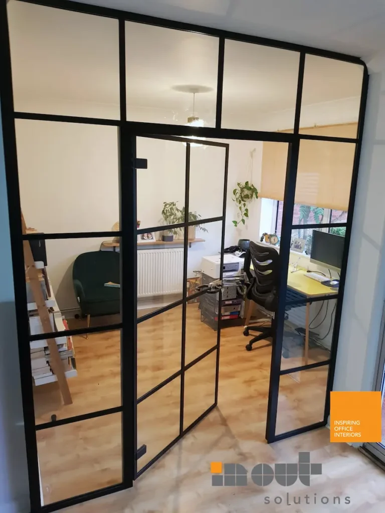 Glass Room Divider with Framed Glass Door