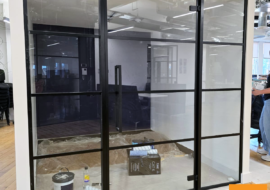 Banded Glass Partition Industrial Glass Partition