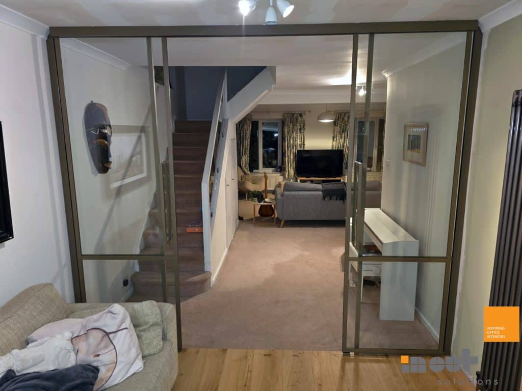 Glass Partition for Living Room in Bronze