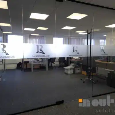 Single Glass Partitions with Frosted Vinyl