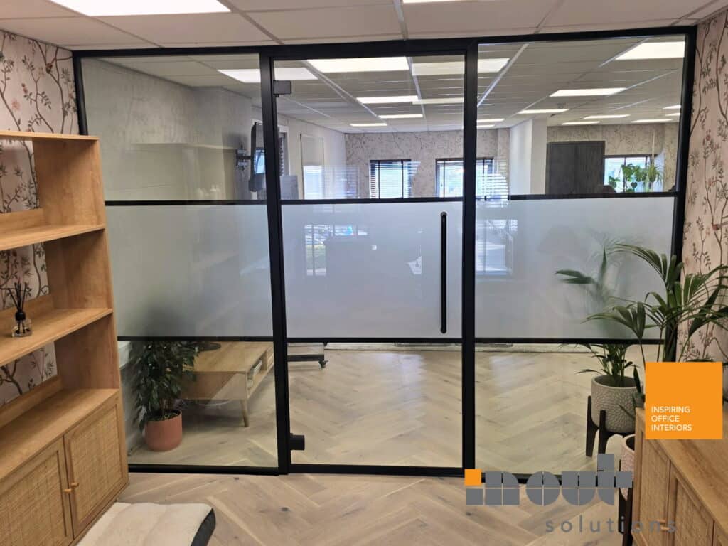 Black Grid Double Glass Partition Wall