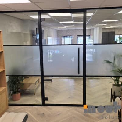 Black Grid Double Glass Partition Wall
