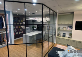 Glass Partition Walls Exeter, Banded Glass Wall Exeter, Glass Room Divider