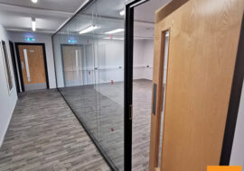 Glass partitions, double glass walls, double glass partition, double glazed office partitioning UK